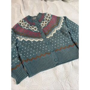 Vintage IVY Hand Knit Fair Isle Cardigan from 1989 Women's Small